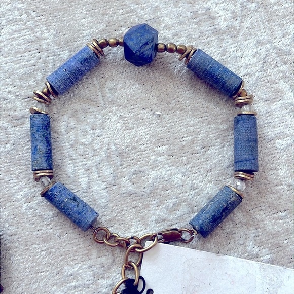 Brand New Aureus + Argent Necklace & Bracelet Set Alexandria Narrow Pendant Blue - Picture 4 of 14